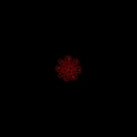 a red circle on a black background